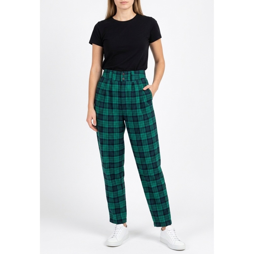 Vintage Calamity Jayne plaid pleated trousers high waist tapered leg 90s classic